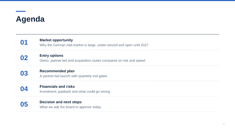 Agenda and section divider — agenda