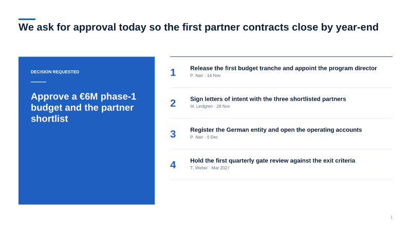 Next steps — decision